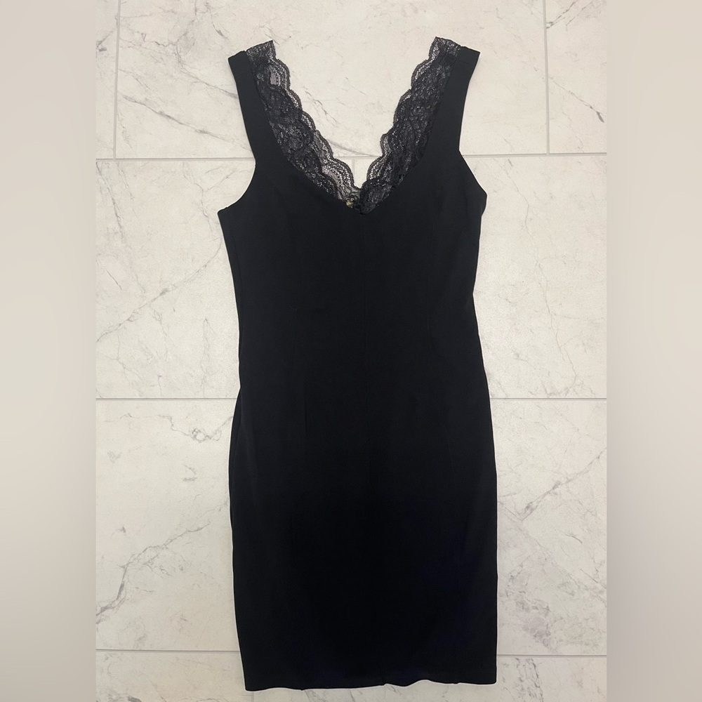 H&M Black Lace Trim Bodycon Dress